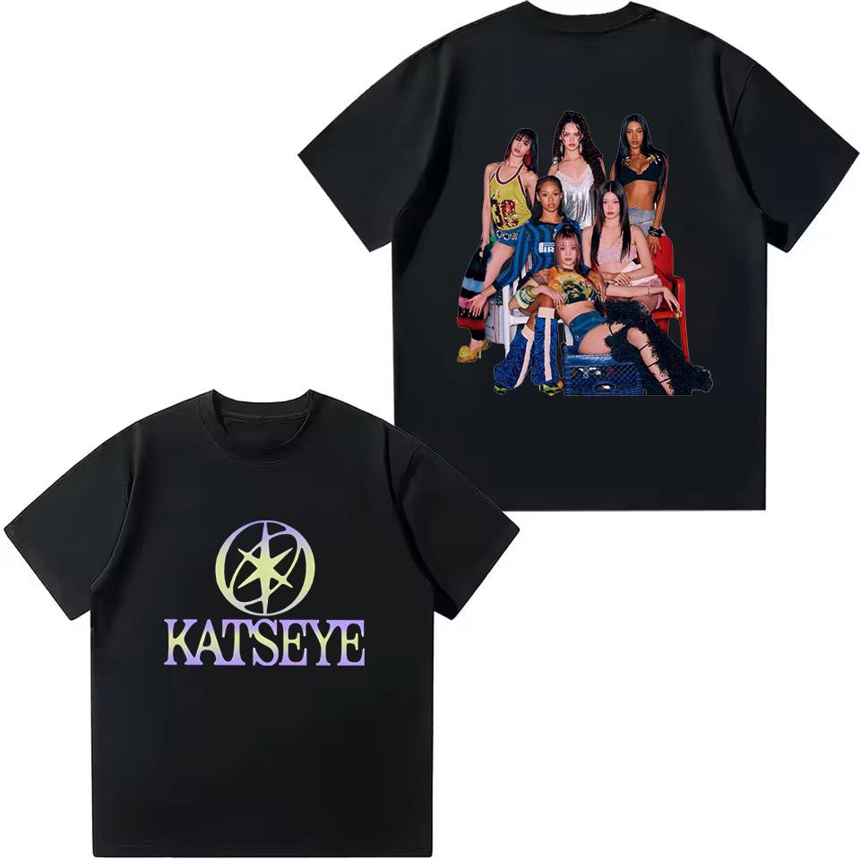 Kpop KATSEYE Kinder T-Shirt Jungen Mädchen Polyester T-Shirt Sommer Kurzarm Tops Katseye Fans Geschenk T-Shirt Harajuku Kinderkleidung