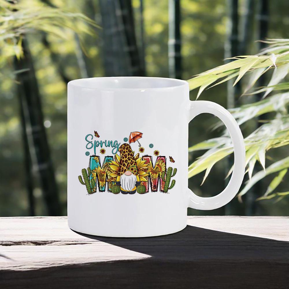Mother's Day Coffee Mug Love You Mom Ceramic Mug Floral Pattern Water Cup for Mum Cozy Present for Mother Daily Use Unusual Mugs