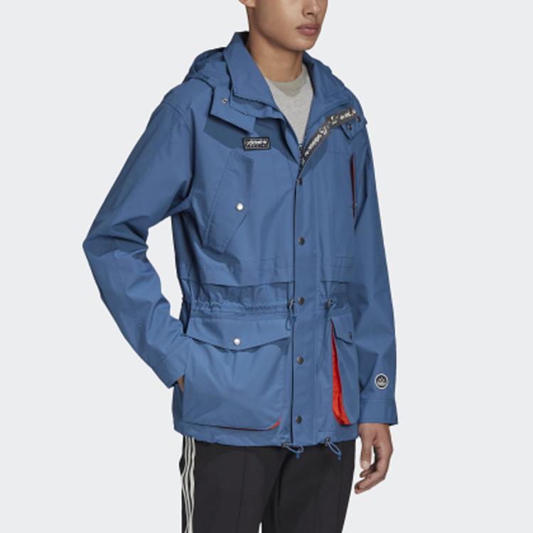 Adidas Originals Trefoil Solid Sport Casual Hooded Jacket Men Outerwear Blue FR9280