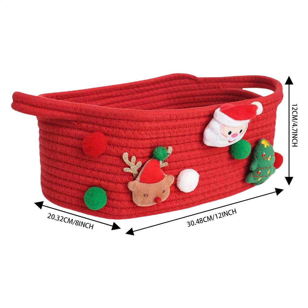 Хлопковая корзина Рождественская плетеная корзина для хранения с ручками Органайзер для дома кухни прихожей спальни ванной комнаты игровой комнаты красный 4380₽
