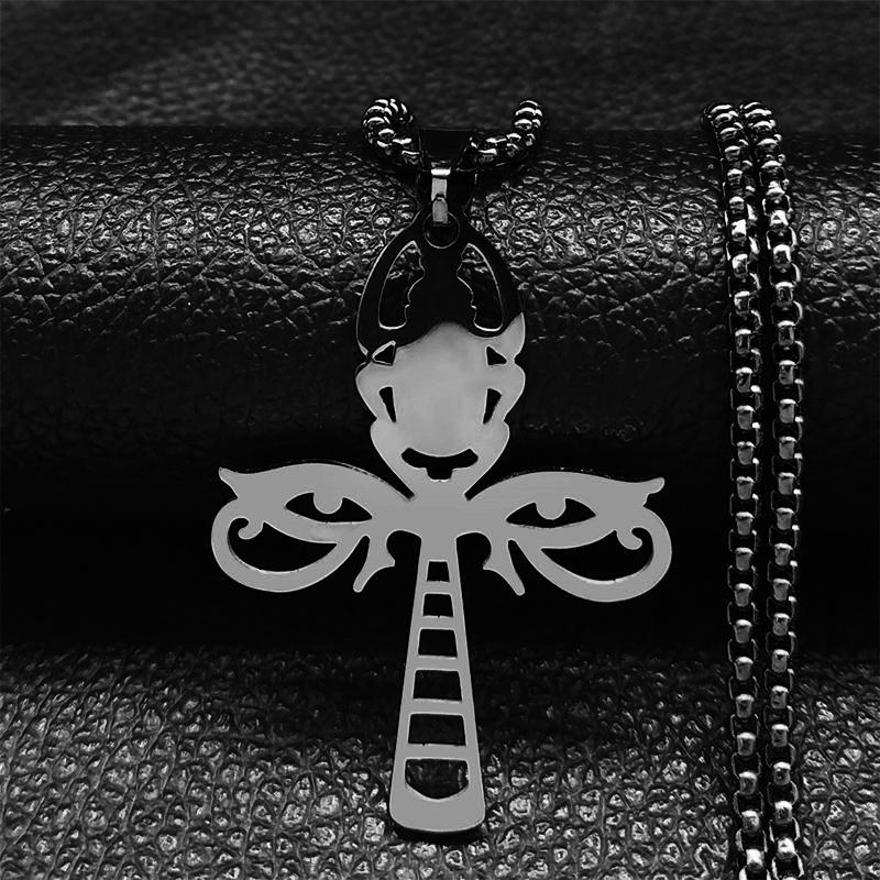 Collane con Catena Occhi Egizi in Acciaio Inossidabile Uomo Statement Mitologia Occhio di Ra Horus Simbolo Collana Gioielli bijoux femme N4540