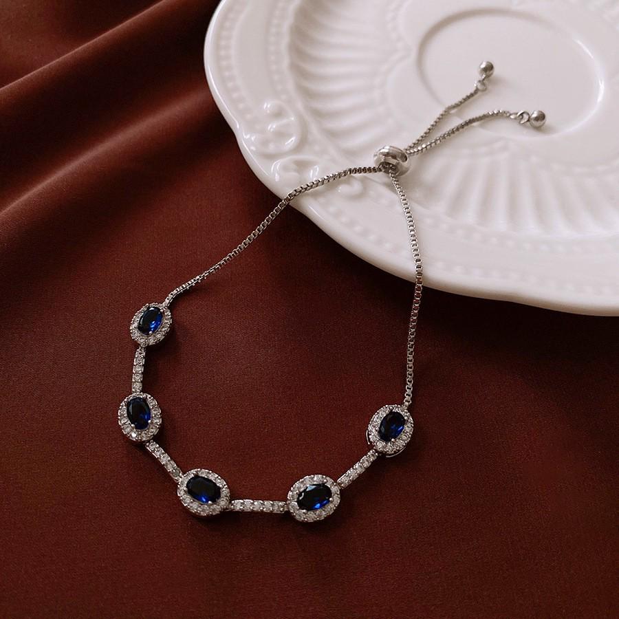 Bracelet à boucle ovale en zircon plaqué or 18 carats - Bijoux de luxe rétro européens et américains