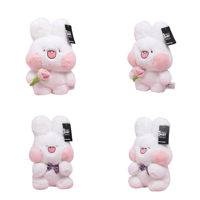 Adorable Plush Bunny Toy With Flower And Bowtie Decorations