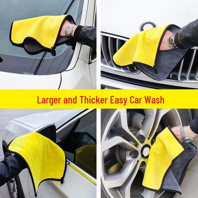 Coral Fleece Car Wash Towel - Large, Double-Sided, Water-Absorbent, Thick, Two-Tone Drying and Cleaning Towel.