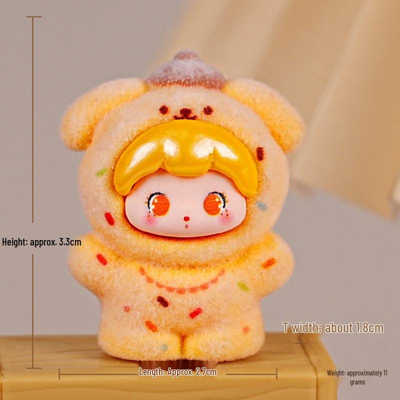 New 3D Flocking DIY Blind Box with Cute Resin Doll Ornaments
