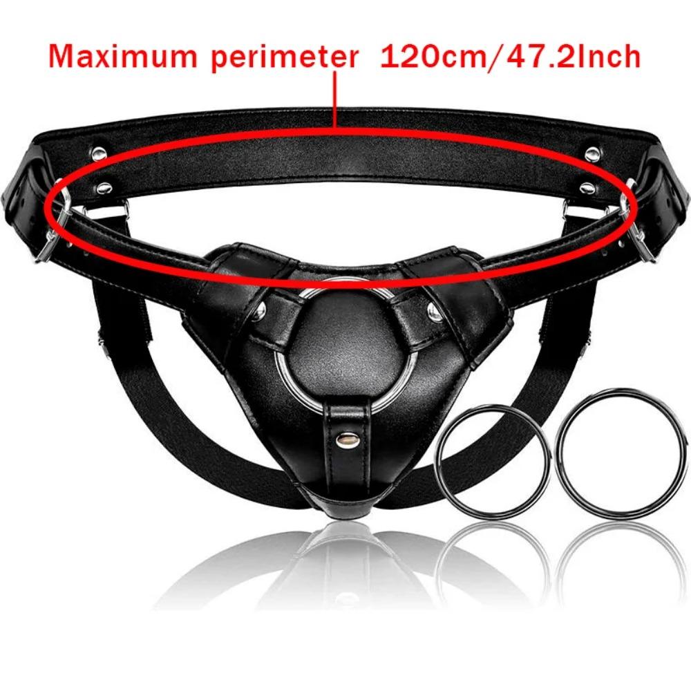Dildo Harness Adults Sex Toys for Women Men BDSM Wearable Leather Pants Men Pegging Dildo Adjustable Belt Multiple Sizes Rings