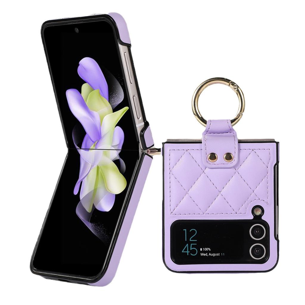 Z Flip5 Folding Mobile Phone Case Ring Suitable for Samsung Flip6 Small Fragrance Protection Case 3 Plaid Mobile Phone Leather Case