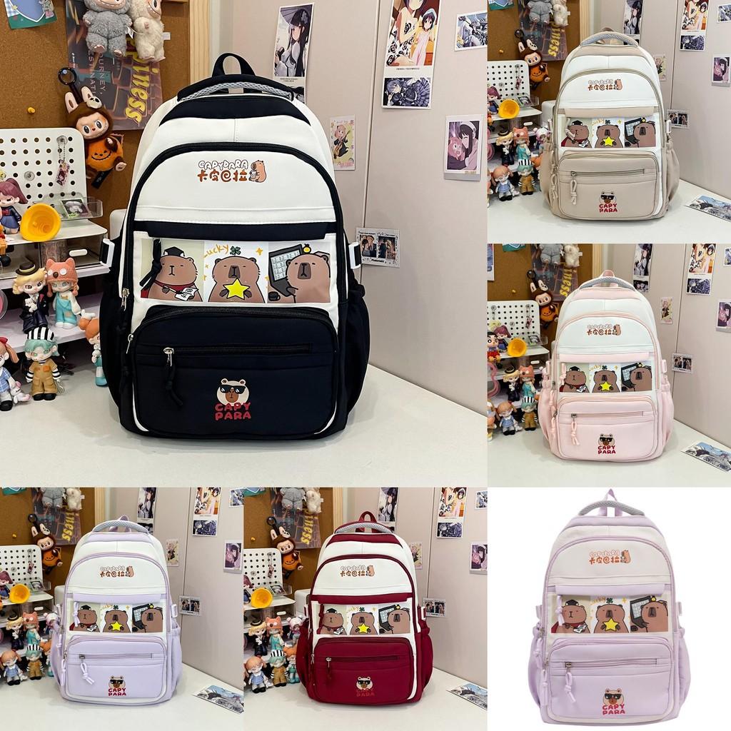 Capacity Kids Large Backpack With Cartoon Capybara Print Designs School For