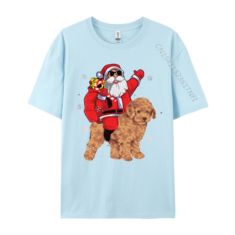 Santa Claus Ride Poodle Dog Christmas Tshirt Student TShirts Unisex Vintage Tee Shirts High Quality Xs Graphic T Shirts