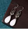 Airyuan Cloisonné Enamel Jade & Silver Earrings with Orchid Design