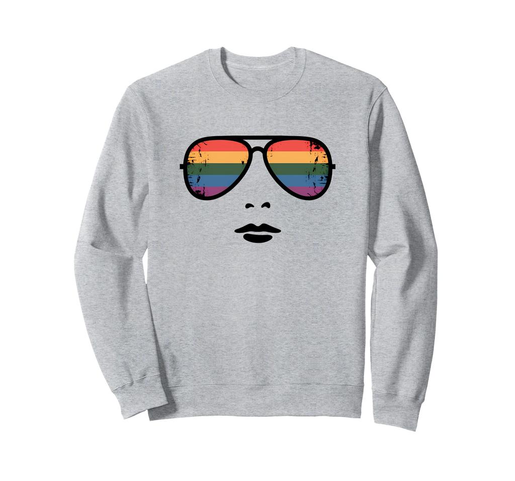 Minimal Rainbow Chic Pride Aviator Sunglasses Sweatshirt LGBTQ+