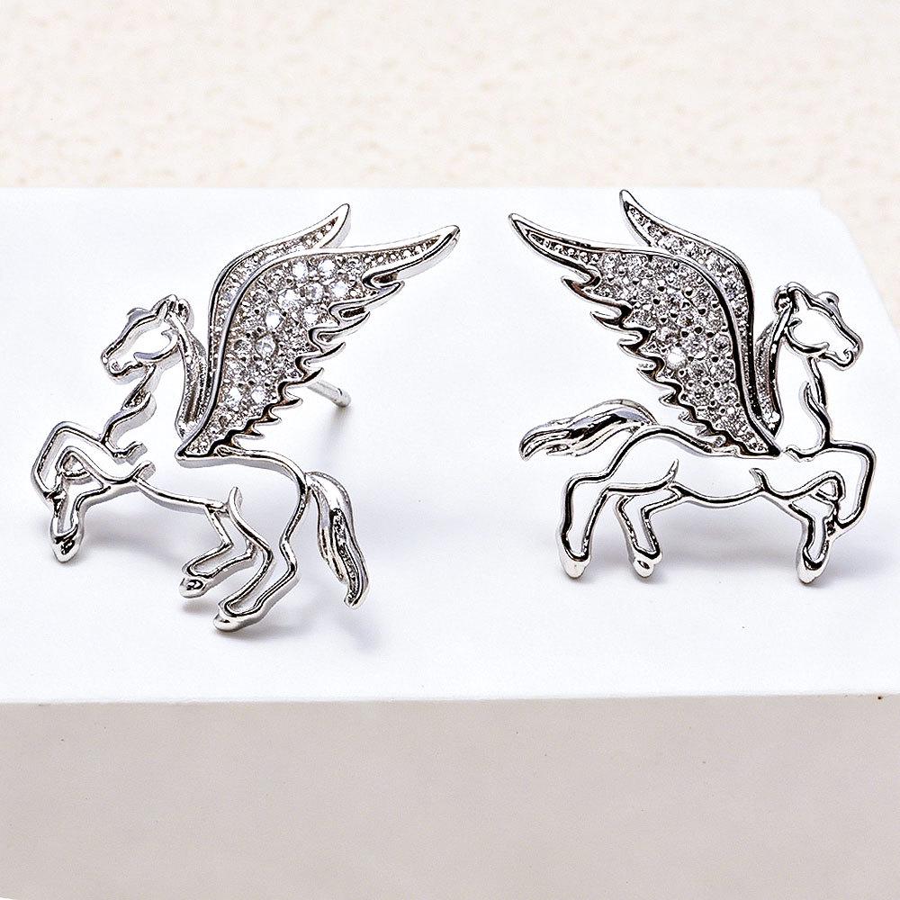 2026 Exquisite Pegasus Dream Earrings: Light Luxury, Hollowed-Out Design, Micro-Inlaid Gems