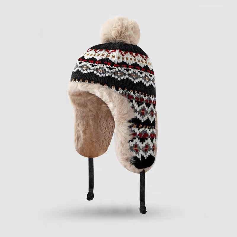 Traditional Style Knitted Hat For Women With Ear Protection And Neck Guard For Winter Cold Weather