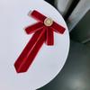 Velvet Bow Tie Brooch Solid Color Fabric Pearl Crystal Laprl Pin Shirt Dress Cravat Vintage Jewelry For Women Accessories