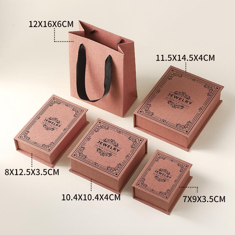 Magnetic Book-Style Jewelry Box with Soft Foam Lining Ring Earring Bracelet Flip-Top Storage Box Gift Jewelry Case Holder