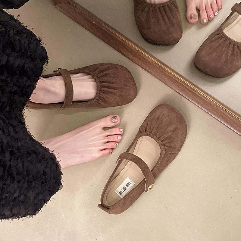 2025 Autumn Women Flat Shoes Fashion Round Toe Shallow Slip On Ladies Red Ballerinas Shoes Soft Flat Heel Mary Jane Shoes