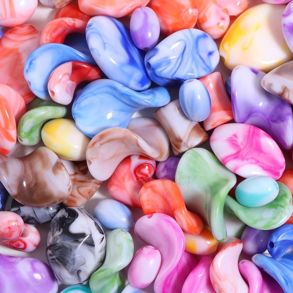 20-30pcs Colored Ink Painting Spacer Beads Heart Oval Irregular Shape Resin Beads For DIY Handmade Bracelet Keychain accessories