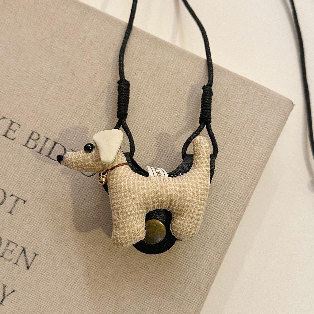 Cartoon Dachshund Leather Glasses Clip Hanging Neck Decorative Accessories Portable Cute Stylish Versatile Eyeglass Storage Gift