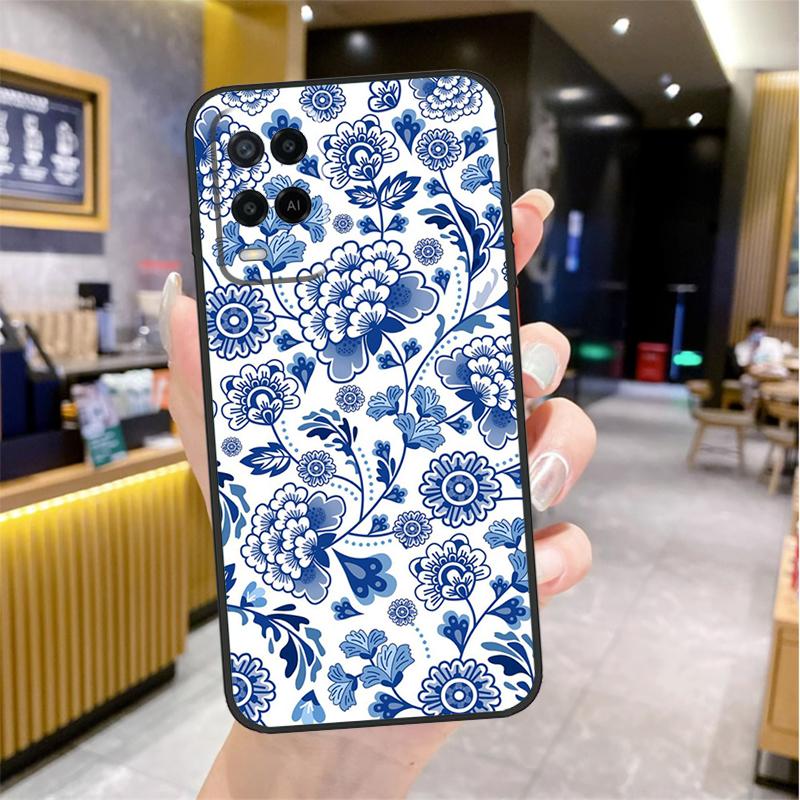 Blue and White Porcelain Case For Oppo A80 A40 A60 A18 A38 A58 A78 A98 A96 A76 A16 A94 A74 A54 A15 A17 A57 A77 A5 Pro