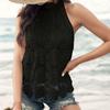 GMXIA Summer Sleeveless Halter Blouse Lace Texture Jacquard Top