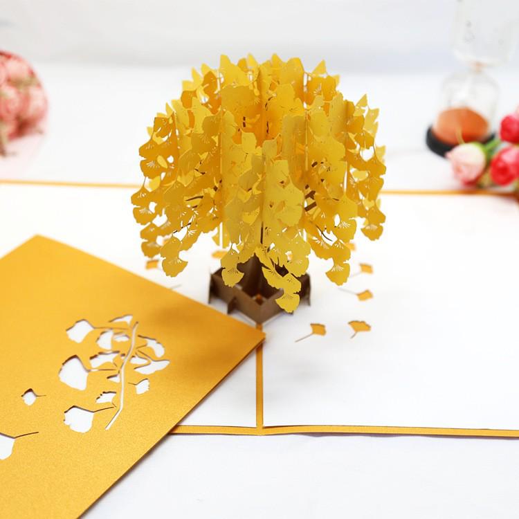Creative 3D Ginkgo Pop-up Greeting Card for Teacher or Friend s Birthday