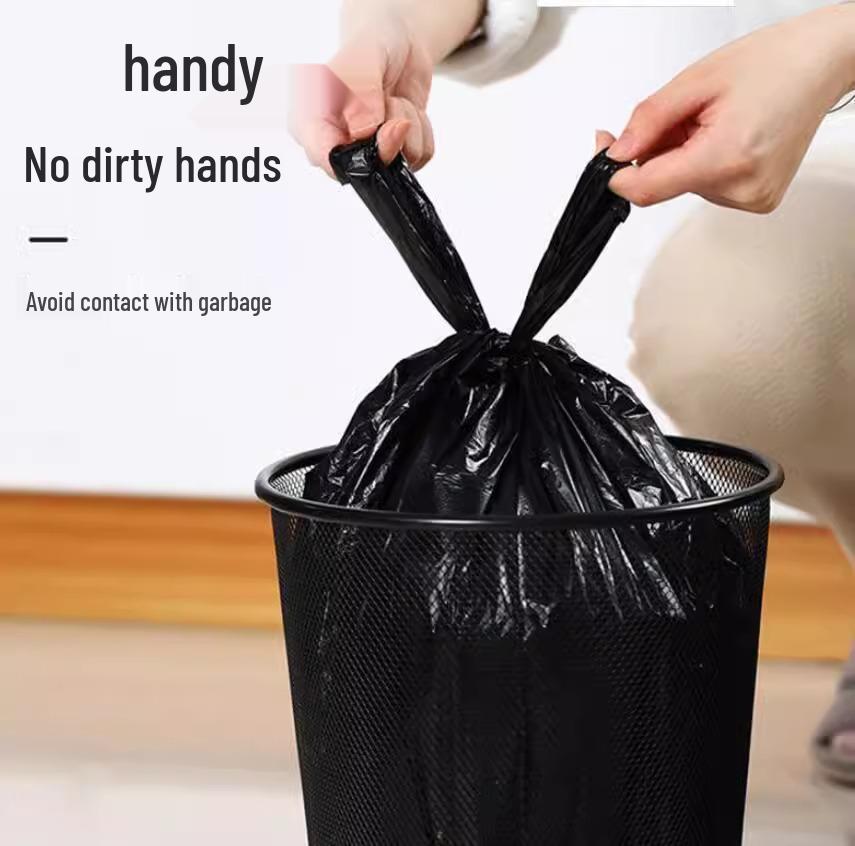 Saci de gunoi groși cu șnur, 45x50, plastic drăguț de bucătărie cu mâner, rol mare extra gros, imprimare fără rupere.