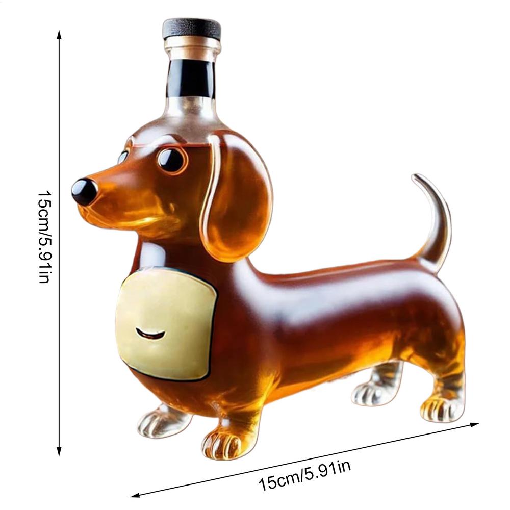Dackel Hund Whiskeyflasche 3D Geformte Dackelform Whiskeyglas Becher Dackel Karaffe für Bar Home Office Dekoration