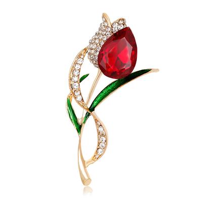 Spilla Tulipano Squisita di Alta Gamma Lega Strass Accessori Corsage Accessori Abbigliamento Corsage