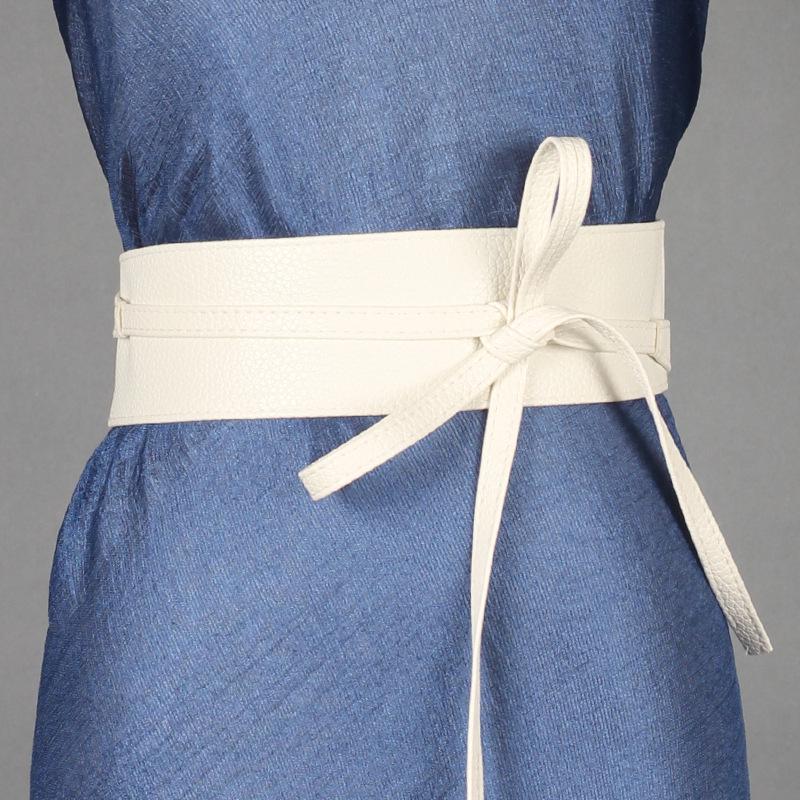 Ying Fina Women's High-Quality Korean PU Leather Paint Knotted Waist Belt