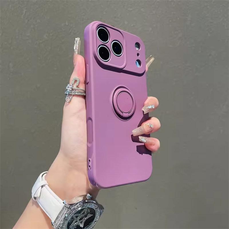 With Ring Holder Stand Shockproof Phone Case For iPhone 17 Air 16e 15 14 13 12 11 Pro Max Plus Xs XR Mini Matte Silicone Soft Back Cover