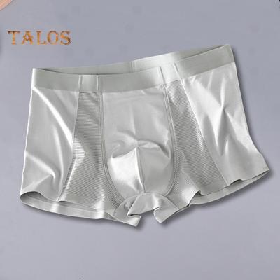 Boxer da uomo a vita media, con elastico in vita, pantaloncini in rete traspirante, intimo tinta unita, vestibilità slim convessa a U
