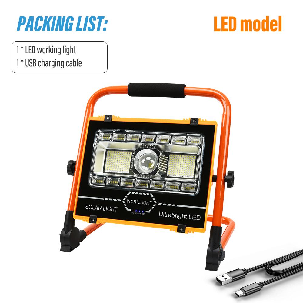 Solar LED flood light Outdoor searchlight Portable camping light Composed of 299 lamp beads With red and blue warning light