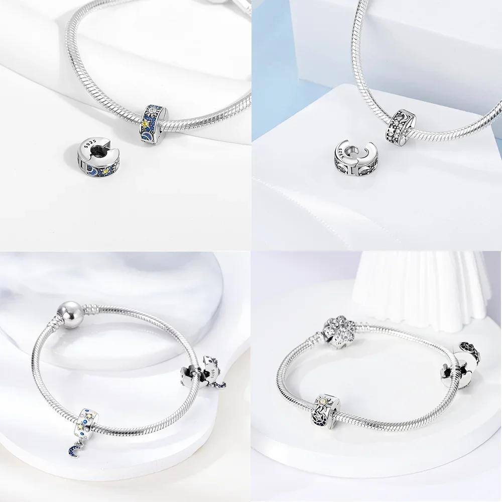 Star Moon Blue Zircon Earth Gradient Color Original Copper Beads Fit Bracelet Women Jewelry Diy Fine Gift Accessory