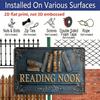 2D Flat 1pc 12"x8" Retro Book Stack Aluminium Wall Art with "READING NOOK" Quote - Vintage Home Library Decor, Classic Book Design, Durable Aluminium