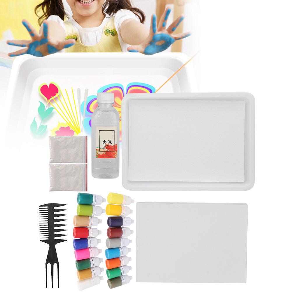 

Водный мраморный минеральный пигмент в бутылке из ПВХ для инструмента для рисования Эбру для детей(А5 18 цветов 6 мл)