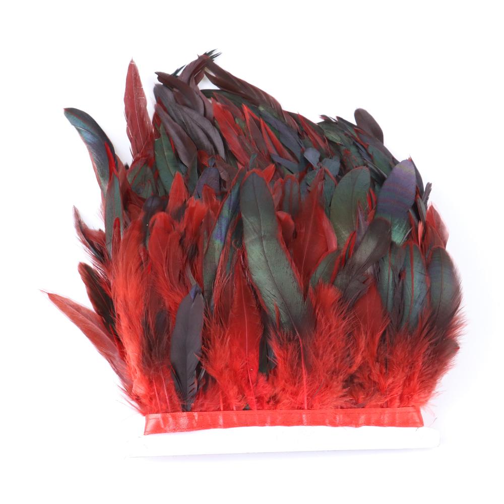 

2Meter Natural Chicken Rooster Feather Trims 15-20Cm For Diy Craft Ribbon Sewing Clothing Dress Skirt Carnival Party Plume Decor 2 Meters червоний