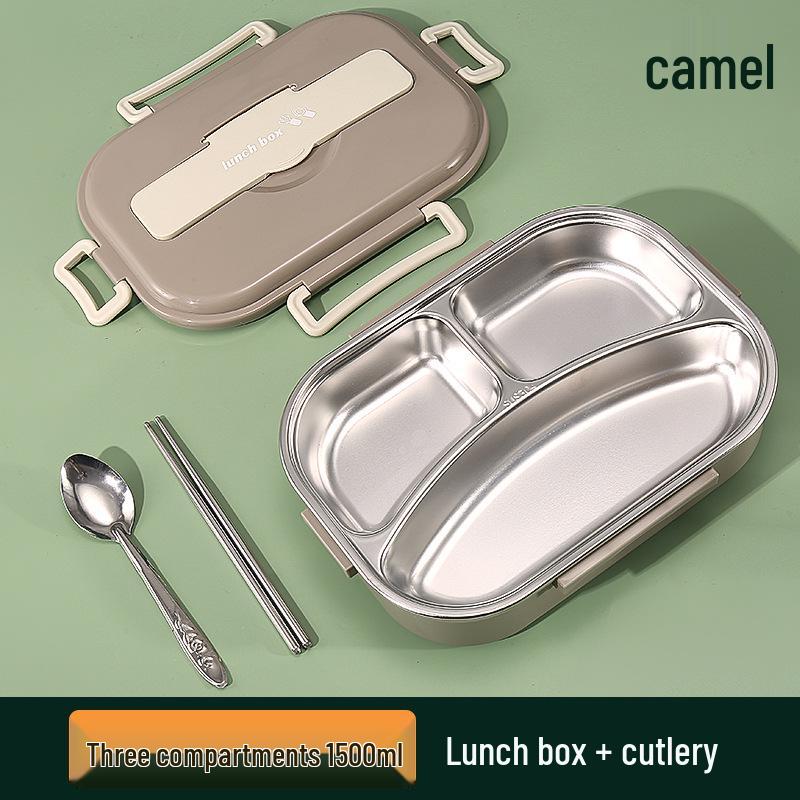 Large Stainless Steel Lunch Box with Lid and Soup Bowl, Insulated Meal Tray for Students and Office Workers