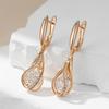 Unique Design Natural Zircon Dangle Earrings For Women Luxury Bride Wedding Jewelry  Rose Gold Long English Earring