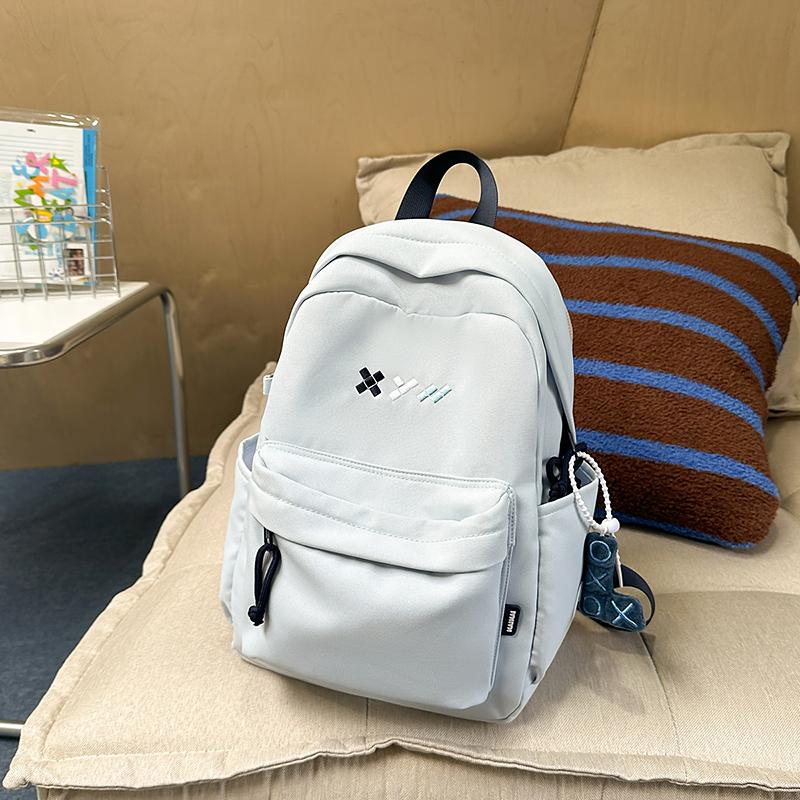 Student Schoolbag Women's Nylon Backpack Lightweight Solid Color Backpack Travel Bag