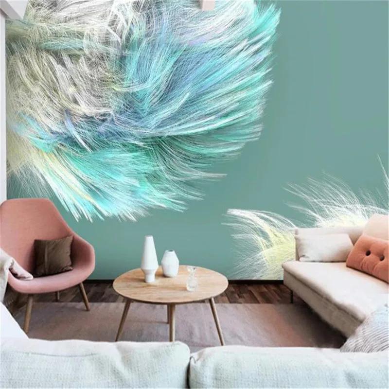 3d Wallpaper Modern Minimalist Mural European Abstract Color Wave Line Background Wall Mural