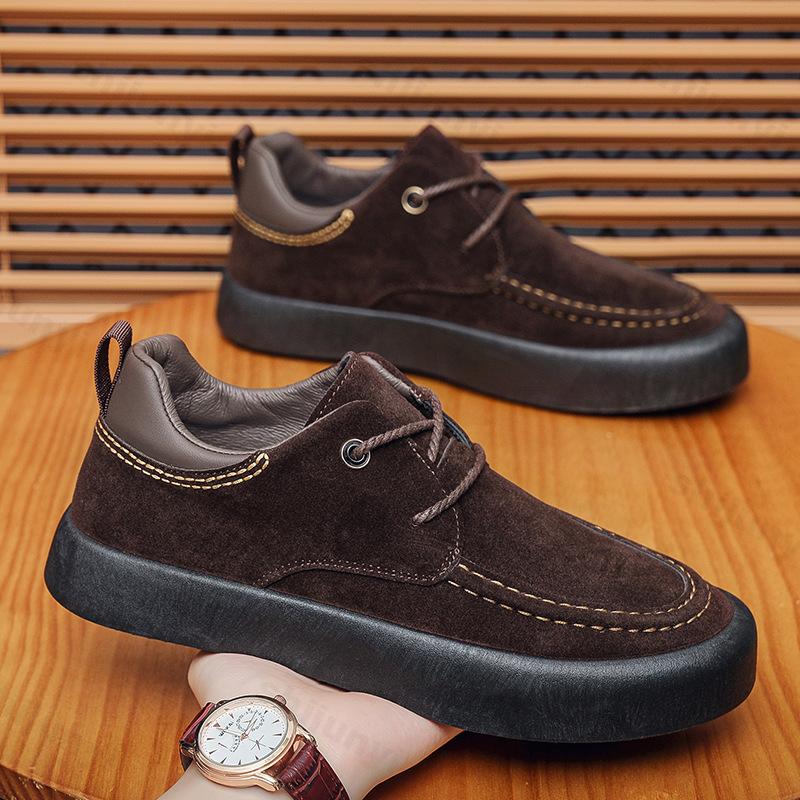 Men's Casual Flats Spring Autumn Cross Tied Outdoor Non Slip Work Shoes Comfortable Vintage Height Increase Fashion Board Shoes