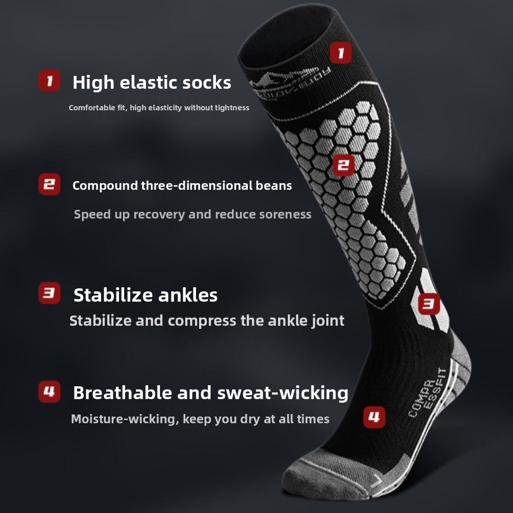 New Thickened Ski Socks Breathable Anti-slip Compression Socks Thermal Moisture-wicking Snowboard Stockings for Winter Sports