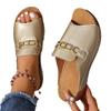 Summer slope heel thick-soled slippers metal decoration Roman style fish mouth beach cool slippers