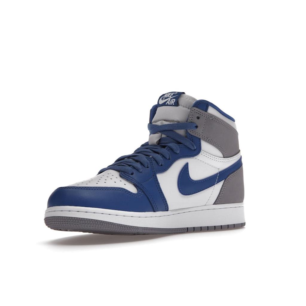 Air Jordan 1 Retro High OG GS True Blue Kids Sneakers White Cement-Grey FD1437-410