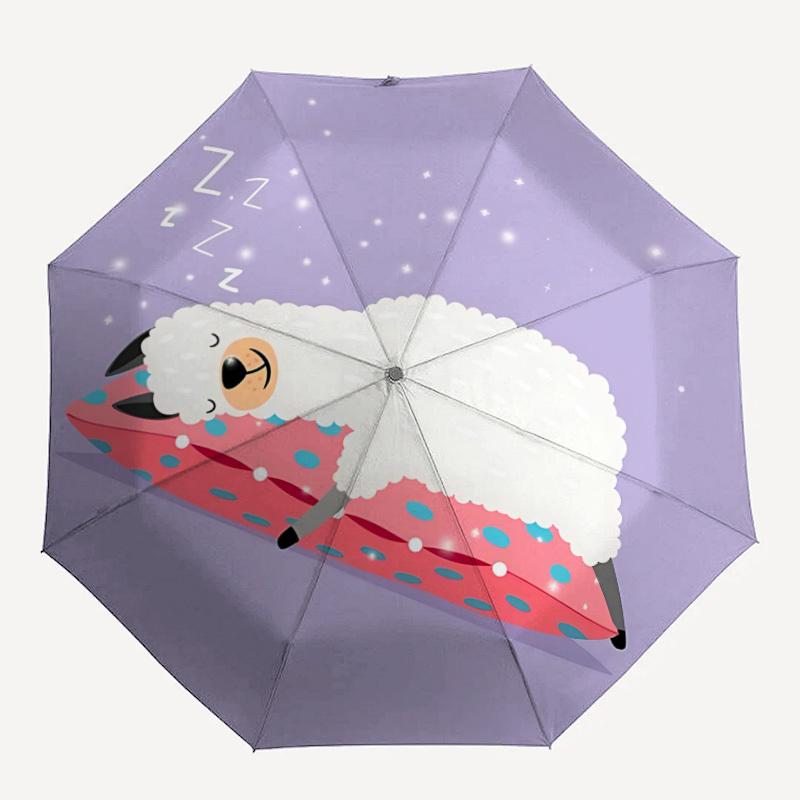 1pc Sleepy Sheep Automatic Opening/Closing Folding Umbrella with 8 Ribs,Portable Sunshade Umbrella Birthday and Holiday Gifts Yy251231102