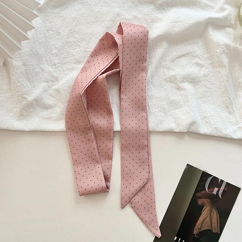 

Женский узкий длинный шарф 190X4,5 см в горошек, галстук-мешок, лента, повязка на голову, колье, серпантин, женские аксессуары one size розовый