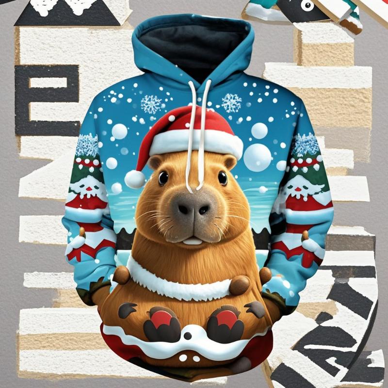 

Sweats à capuche Capybara pour hommes et femmes, impression 3D d animaux mignons, vêtements de Noël drôles, haut PVD pour enfants, Harajuku, nouveau 6XL
