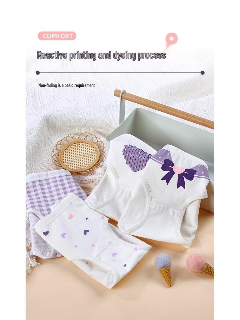 Girls' Pure Cotton Boxer Briefs - Comfortable, Non-Pinching Underwear for Children