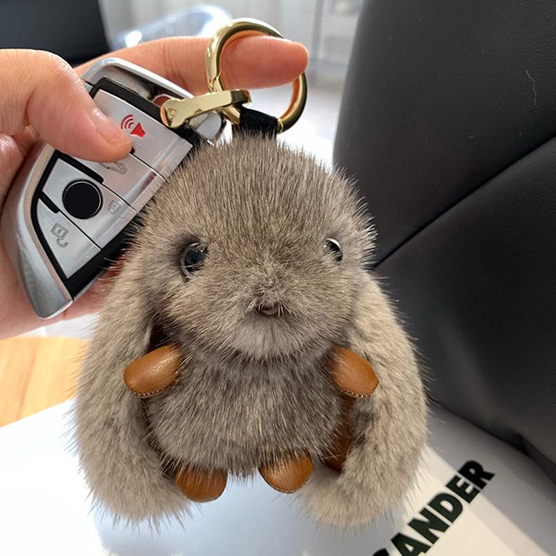 Rabbit Fur Keychain Women Bag Car Key Chain Pendant Decoration Jewelry Bags Hangings Accessories Gifts