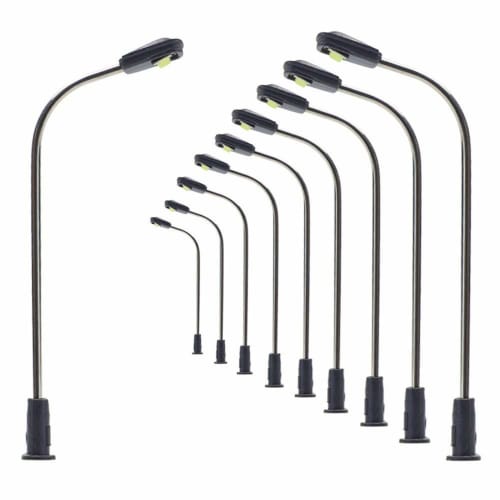 

10-Pack LED Street Lights, Warm White, 42mm, 1:150-1:220 Scale, Ideal for Model Trains, Buildings, Dioramas, and Scenery Collections, Educational DIY